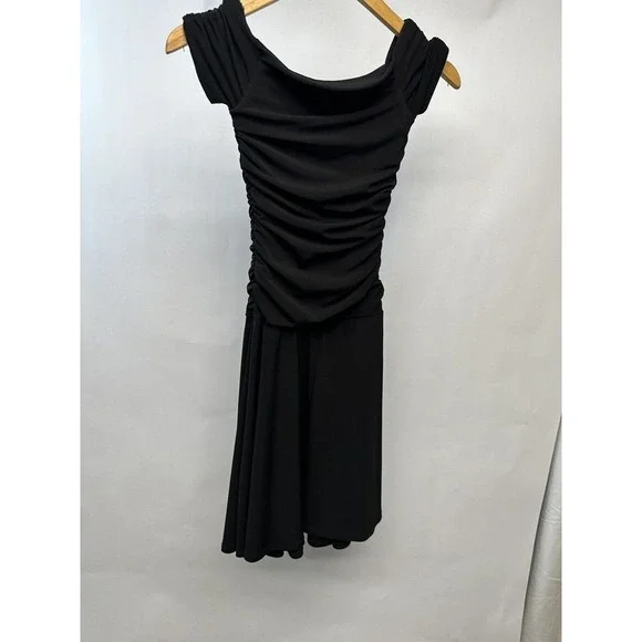 Ruby Womens Black Draped Front Dress Stretch Acetate‎ Blend Full Skirt SzP - Picture 8 of 8